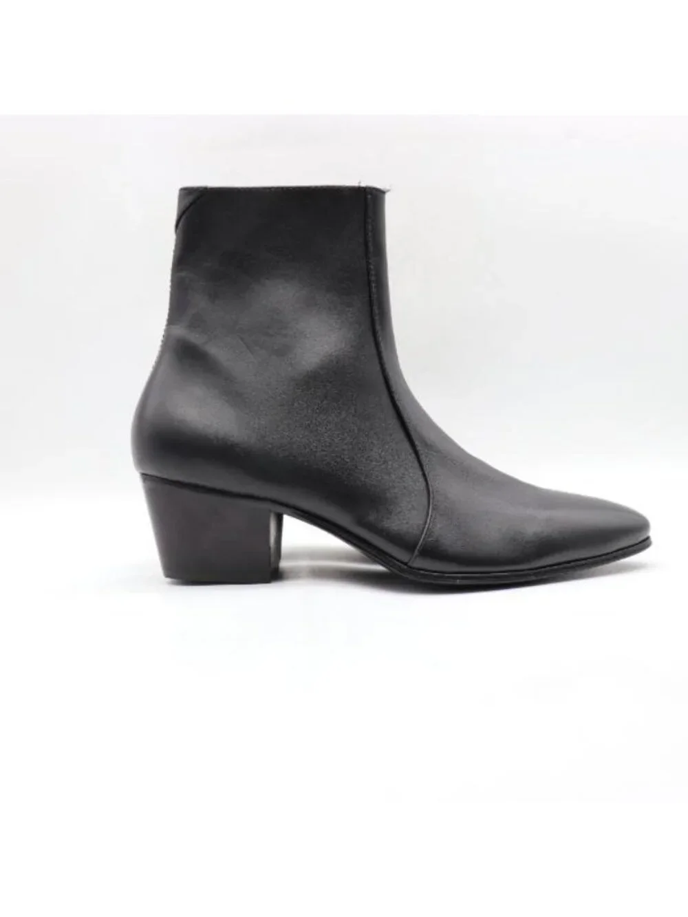 OSSTONE Dress Boot Men’s Size 10 Black Leather Chelsea  Designer Boots Zip